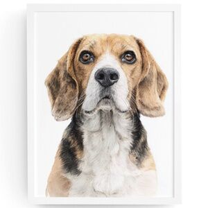 Watercolor Beagle Portrait Wall Art Print Poster, Unframed - Pet Artwork